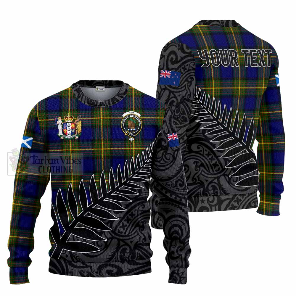 Tartan Vibes Clothing Muir Crest Tartan Knitted Sweater with New Zealand Silver Fern Half Style