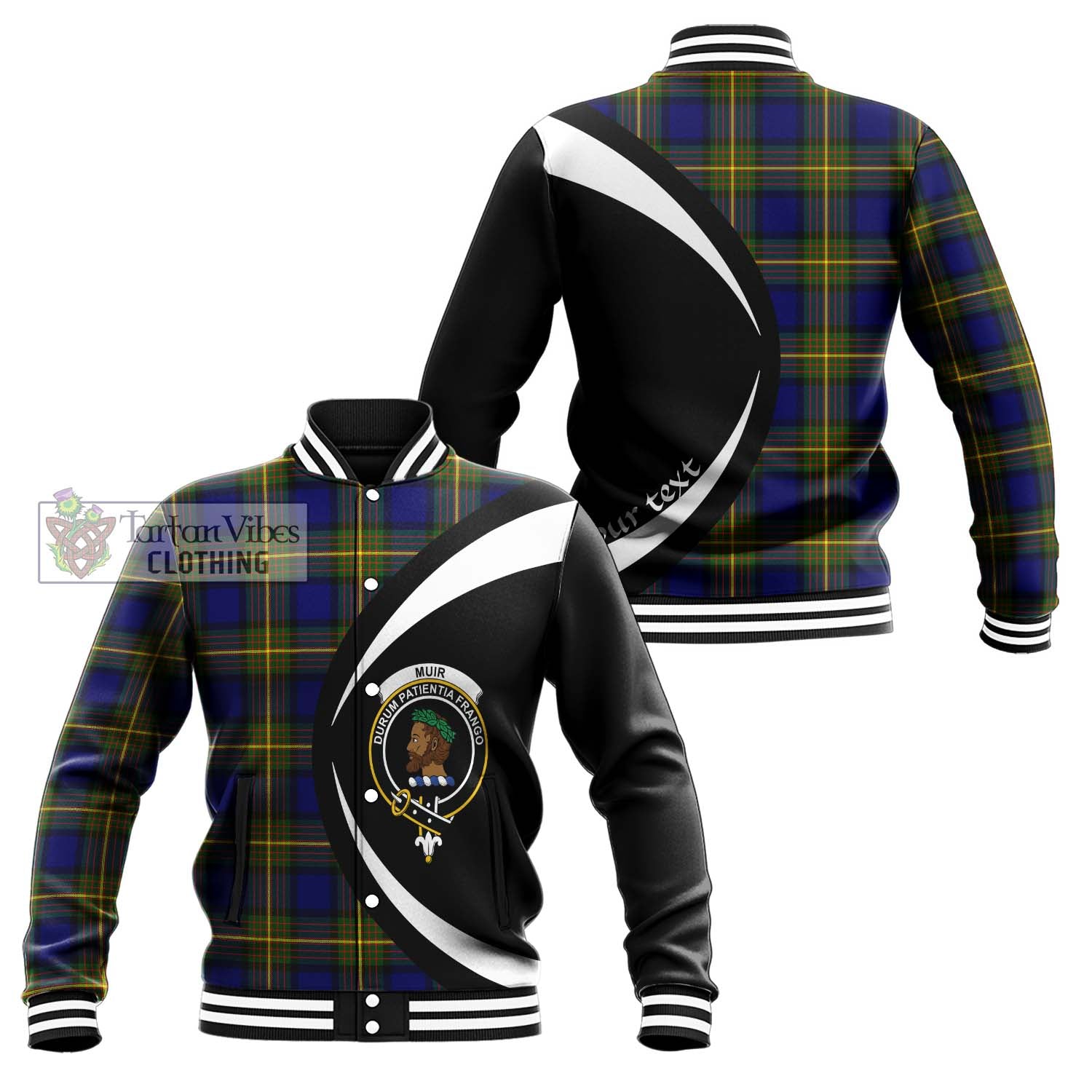 Muir Tartan Baseball Jacket with Family Crest Circle Style Unisex - Tartan Vibes Clothing
