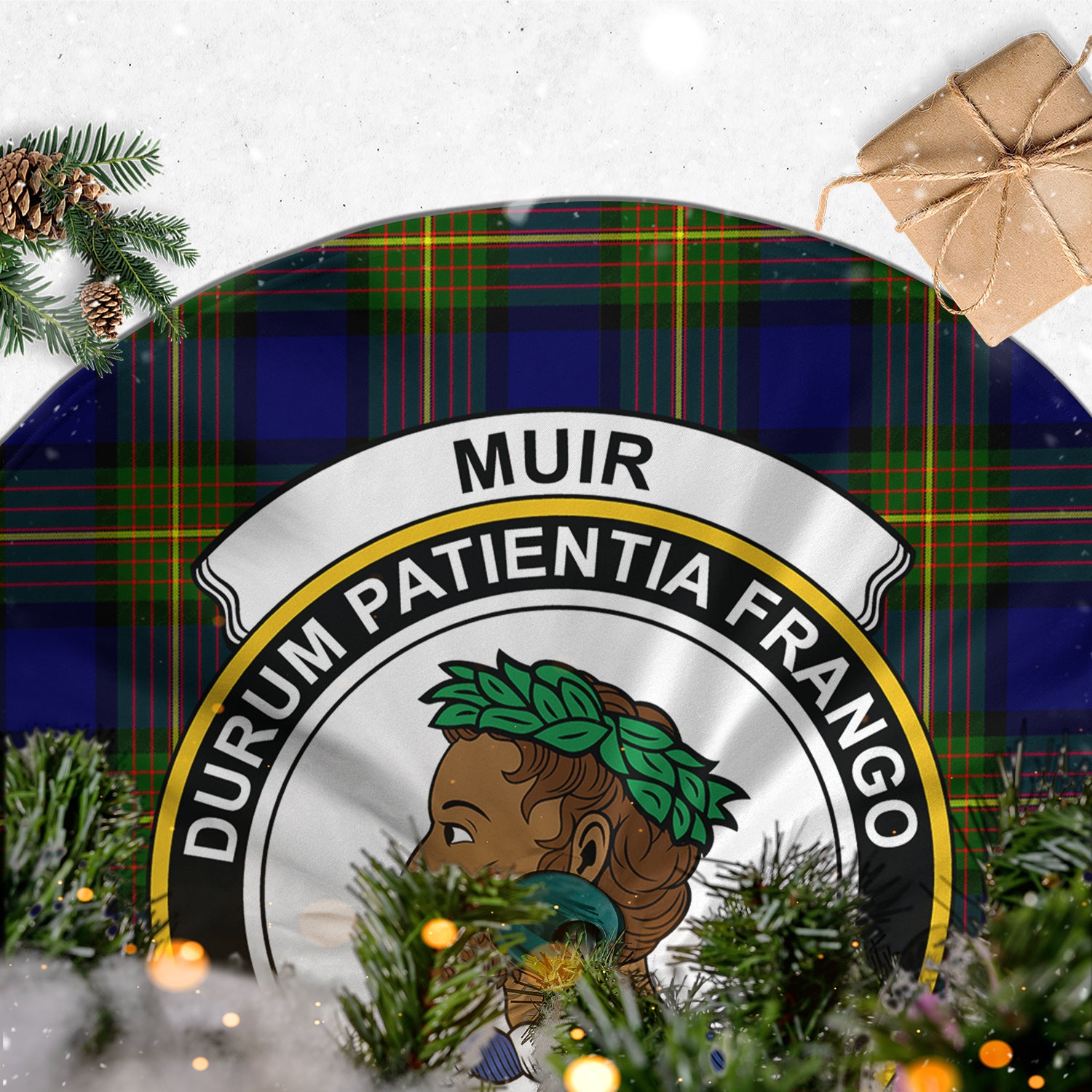 Muir Tartan Christmas Tree Skirt with Family Crest - Tartan Vibes Clothing