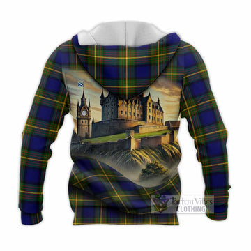 Tartan Vibes Clothing Muir Tartan Family Crest Knitted Hoodie with Scottish Ancient Castle Style