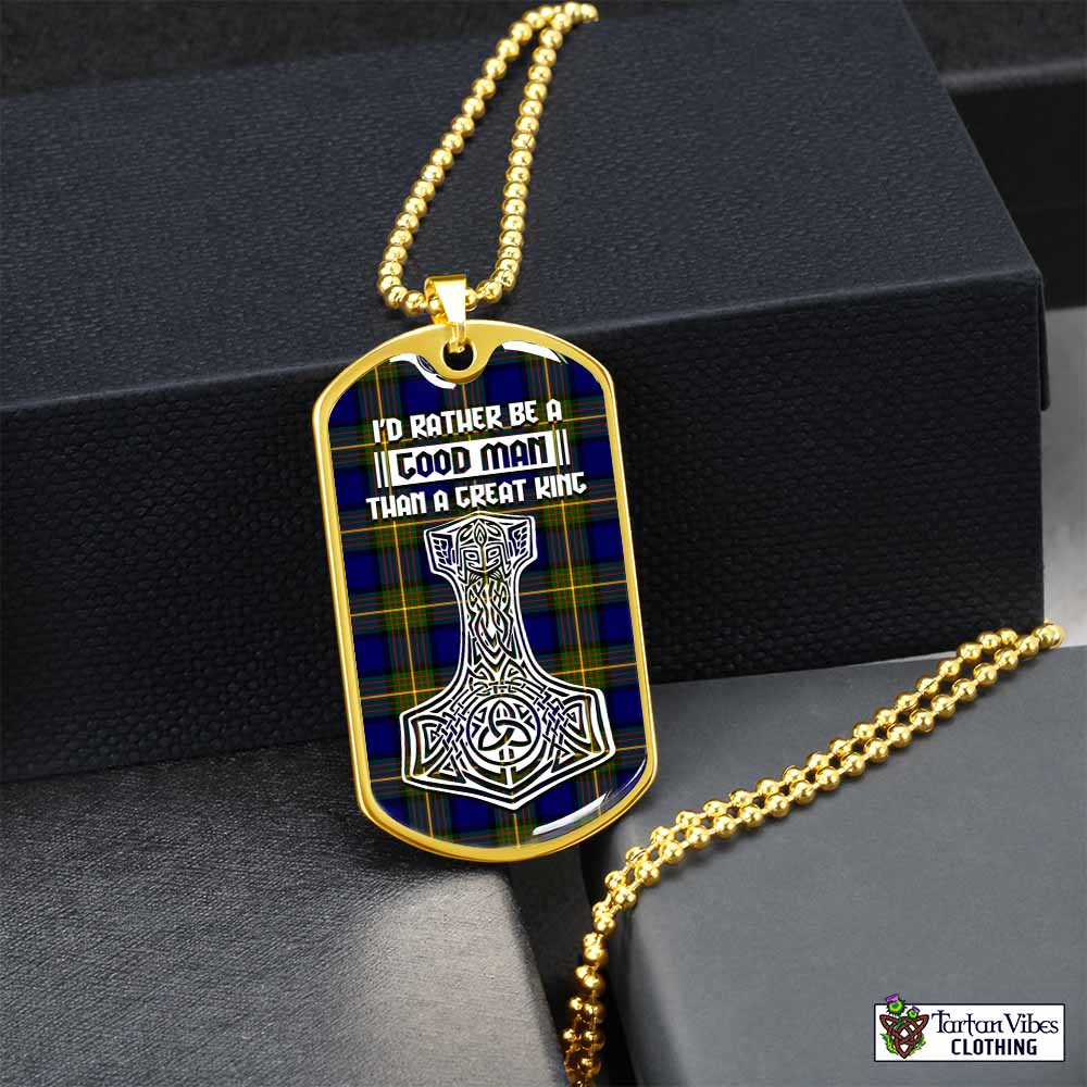 Tartan Vibes Clothing Muir Tartan Dog Tag Necklace Viking Mjolnir Style