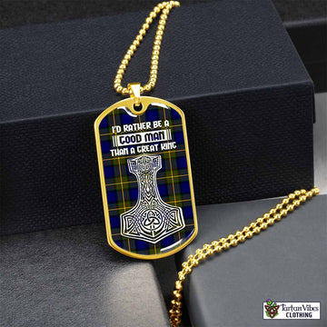 Tartan Vibes Clothing Muir Tartan Dog Tag Necklace Viking Mjolnir Style