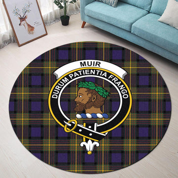 Muir Tartan Round Rug with Family Crest
