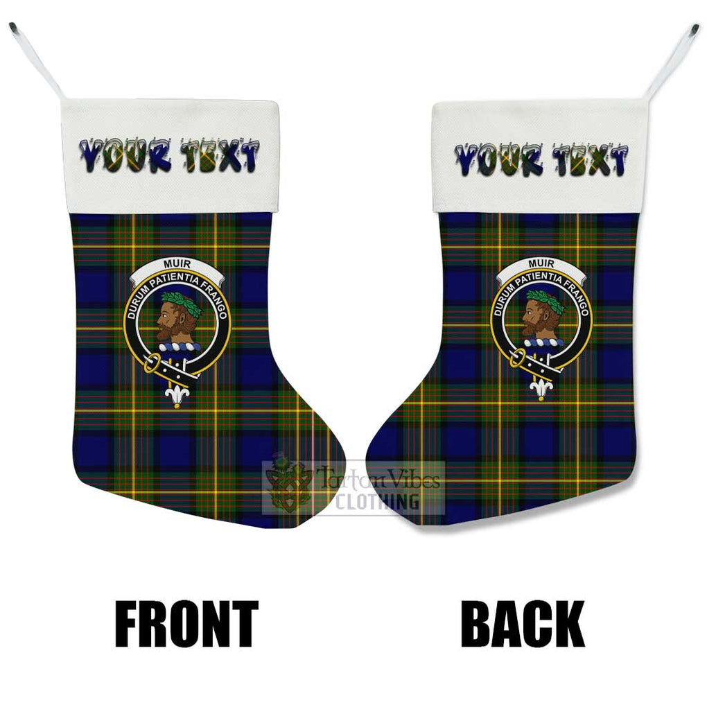 Tartan Vibes Clothing Muir Tartan Family Crest Christmas Stocking with Personalized Text