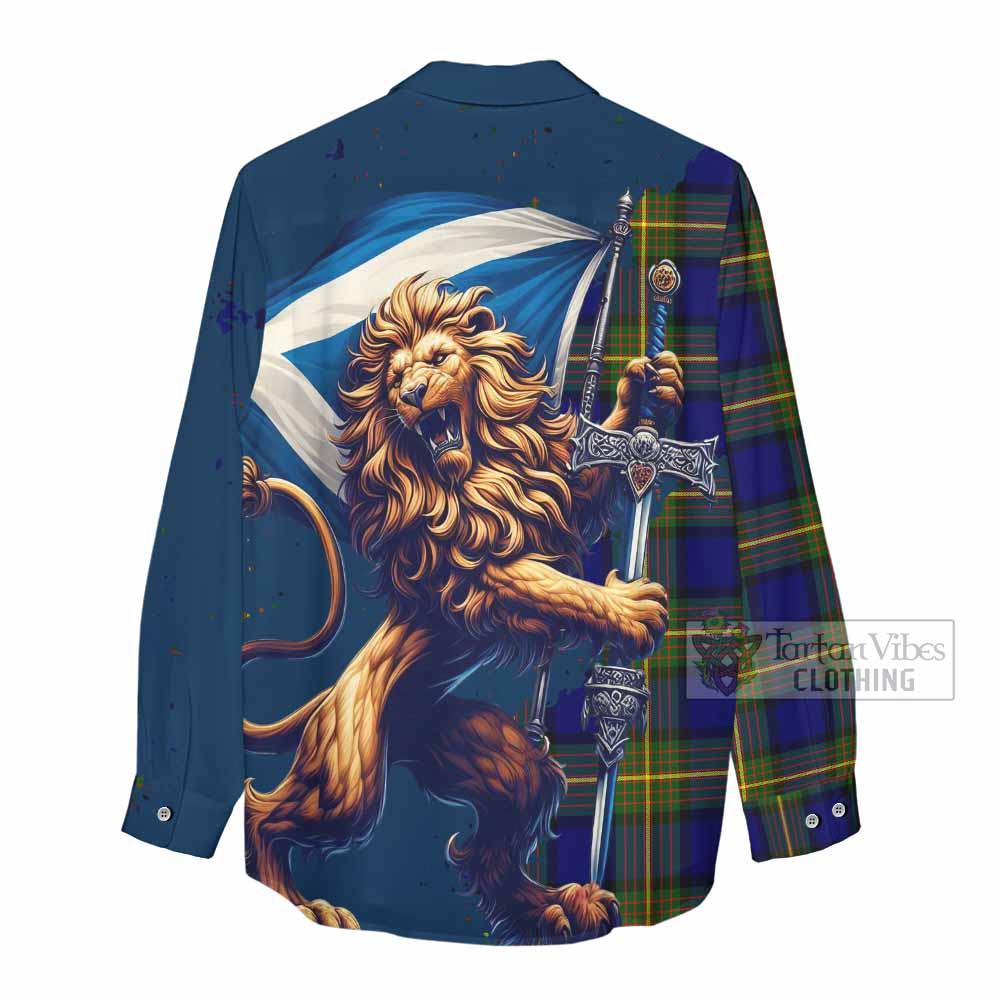 Tartan Vibes Clothing Muir Tartan Family Crest Women's Casual Shirt with Scottish Majestic Lion