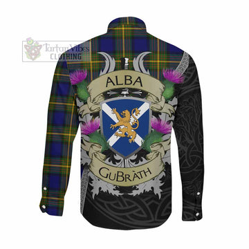 Tartan Vibes Clothing Muir Tartan Family Crest Long Sleeve Button Shirt Lion Rampant Royal Thistle Shield Celtic Inspired