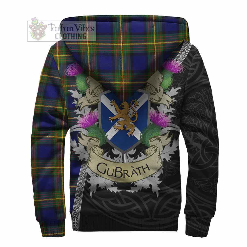 Tartan Vibes Clothing Muir Tartan Family Crest Sherpa Hoodie Lion Rampant Royal Thistle Shield Celtic Inspired