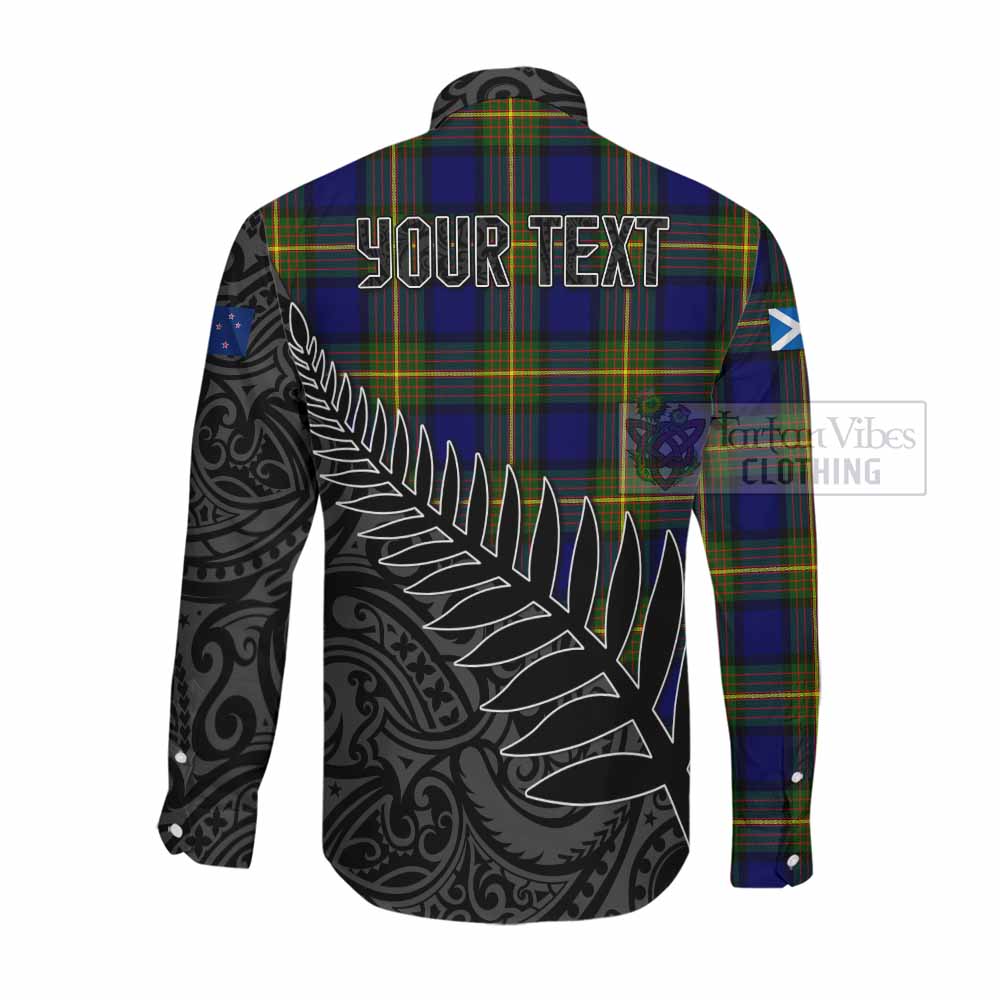 Muir Crest Tartan Long Sleeve Button Shirt with New Zealand Silver Fern Half Style Men's Shirt - Tartan Vibes Clothing