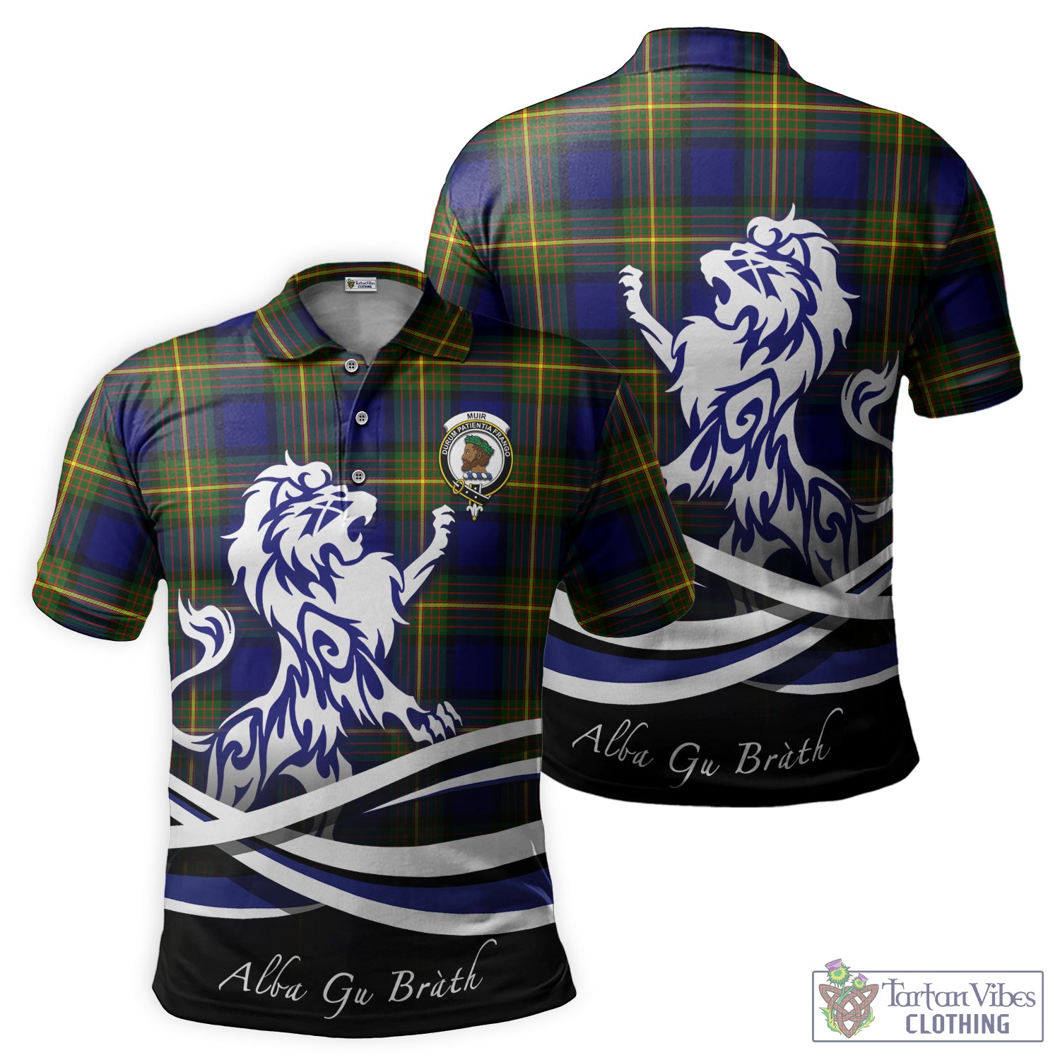Muir Tartan Polo Shirt with Alba Gu Brath Regal Lion Emblem - Tartan Vibes Clothing