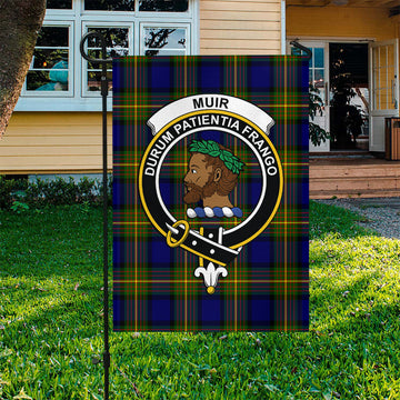 Muir Tartan Garden Flag with Family Crest