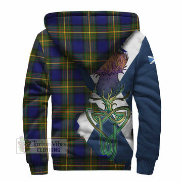 Muir Tartan Family Crest Sherpa Hoodie Scottish Thistle Celtic Inspired