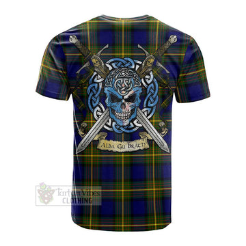 Tartan Vibes Clothing Muir Tartan Cotton T-shirt with Family Crest Celtic Skull Style