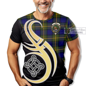 Muir Tartan T-Shirt with Family Crest and Celtic Symbol Style - Tartan Vibes Clothing