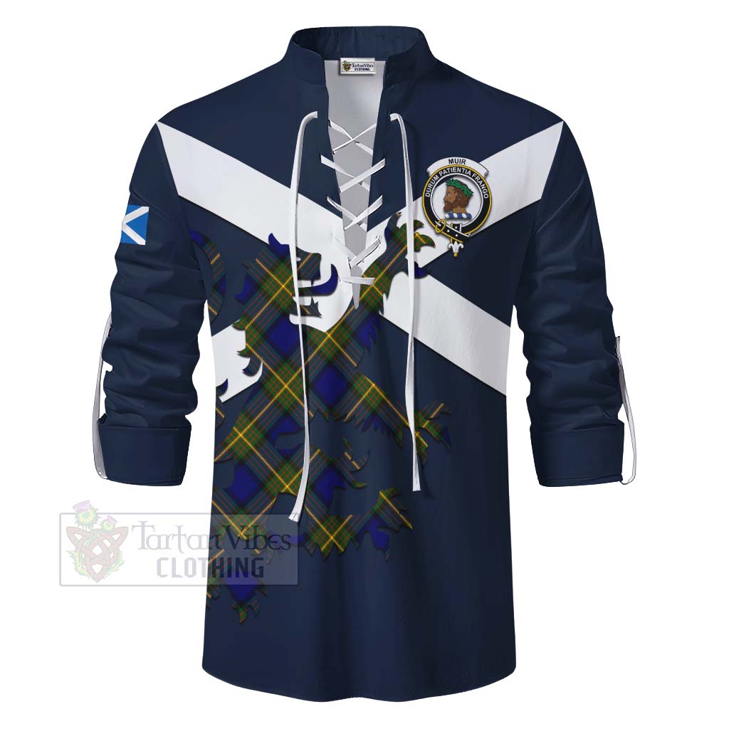 Tartan Vibes Clothing Muir Tartan Lion Rampant Ghillie Kilt Shirt Proudly Display Your Heritage with Alba Gu Brath and Clan Name