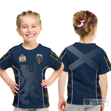 Muir Tartan Kid T-Shirt with Family Crest and Lion Rampant Vibes Sport Style - Tartan Vibes Clothing