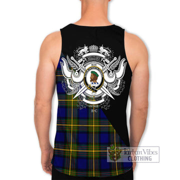 Muir Tartan Men's Tank Top with Family Crest and Military Logo Style - Tartanvibesclothing Shop