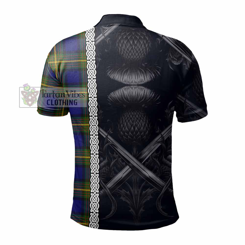 Tartan Vibes Clothing Muir Tartan Polo Shirt with Family Crest Cross Sword Thistle Celtic Vibes