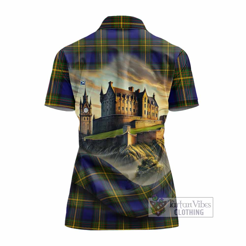 Tartan Vibes Clothing Muir Tartan Family Crest Women's Polo Shirt with Scottish Ancient Castle Stype