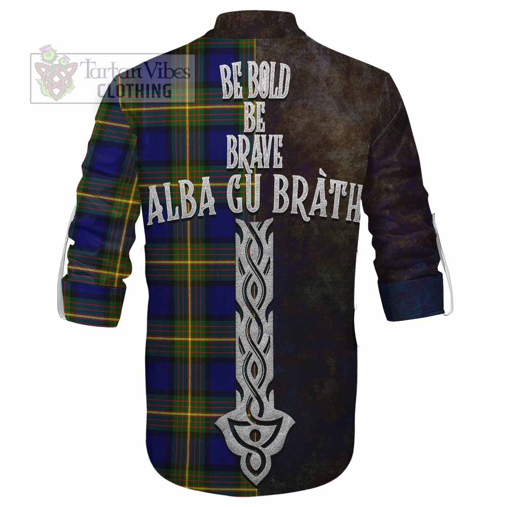 Tartan Vibes Clothing Muir Tartan Family Crest Ghillie Kilt Shirt Alba Gu Brath Be Brave Lion Ancient Style