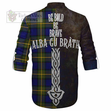 Muir Tartan Family Crest Ghillie Kilt Shirt Alba Gu Brath Be Brave Lion Ancient Style
