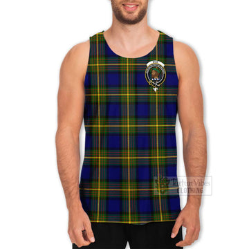 Tartan Vibes Clothing Muir Tartan Men's Tank Top with Family Crest and Bearded Skull Holding Bottles of Whiskey