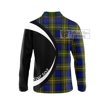 Muir Tartan Long Sleeve Polo Shirt with Family Crest Circle Style - Tartan Vibes Clothing