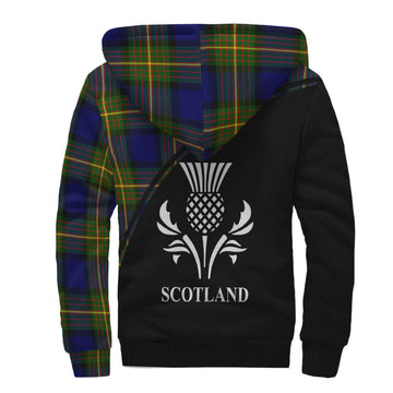 Muir Tartan Sherpa Hoodie with Family Crest Curve Style