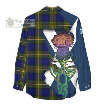 Muir Tartan Family Crest Women's Casual Shirt Scottish Thistle Celtic Inspired