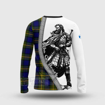 Tartan Vibes Clothing Muir Tartan Clan Crest Long Sleeve T-Shirt with Highlander Warrior Celtic Style