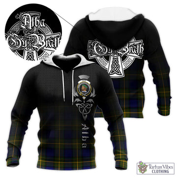 Muir Tartan Knitted Hoodie Featuring Alba Gu Brath Family Crest Celtic Inspired