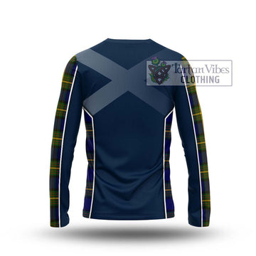 Muir Tartan Long Sleeve T-Shirt with Family Crest and Lion Rampant Vibes Sport Style - Tartan Vibes Clothing