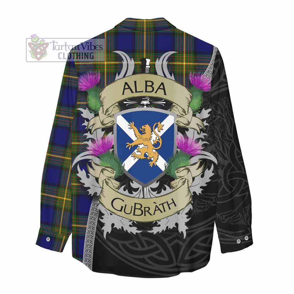 Tartan Vibes Clothing Muir Tartan Family Crest Women's Casual Shirt Lion Rampant Royal Thistle Shield Celtic Inspired