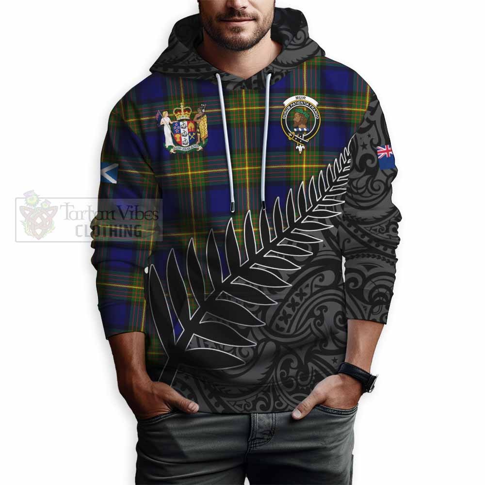 Tartan Vibes Clothing Muir Crest Tartan Hoodie with New Zealand Silver Fern Half Style