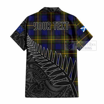 Tartan Vibes Clothing Muir Crest Tartan Short Sleeve Button Shirt with New Zealand Silver Fern Half Style