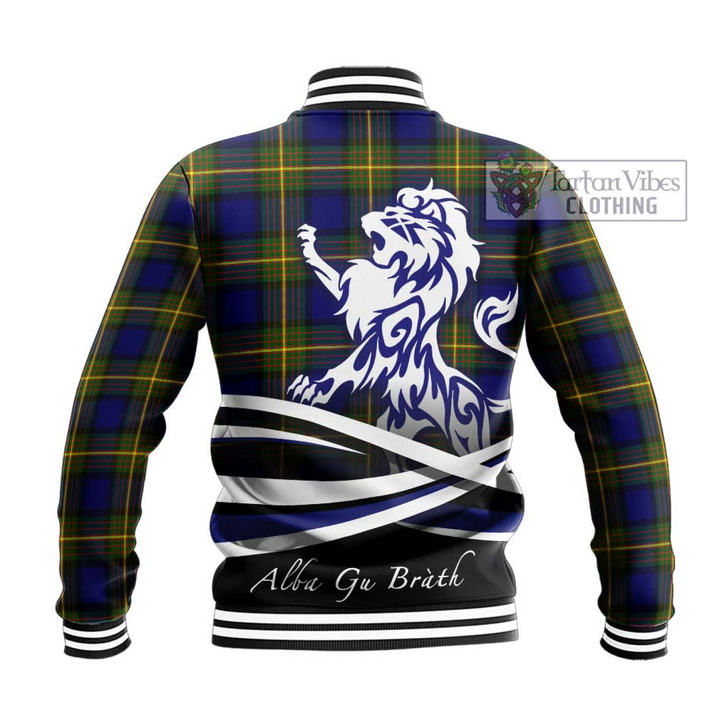 Muir Tartan Baseball Jacket with Alba Gu Brath Regal Lion Emblem - Tartanvibesclothing Shop