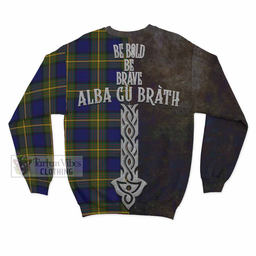 Tartan Vibes Clothing Muir Tartan Family Crest Sweatshirt Alba Gu Brath Be Brave Lion Ancient Style