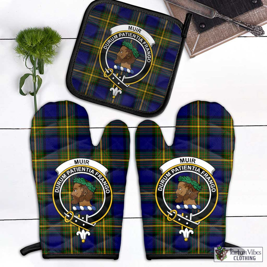 Muir Tartan Combo Oven Mitt & Pot-Holder with Family Crest Combo 1 Oven Mitt & 1 Pot-Holder Black - Tartan Vibes Clothing