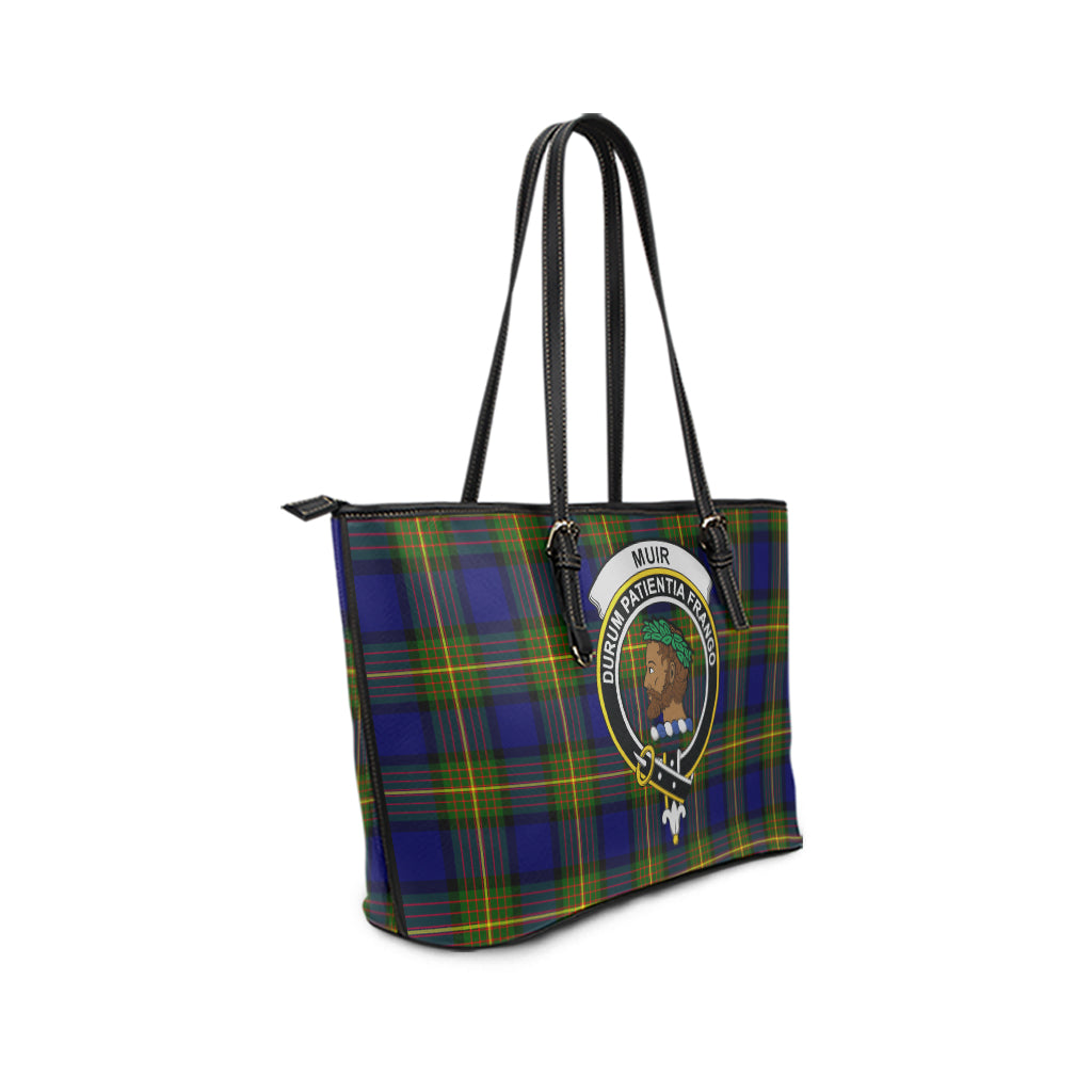 Muir Tartan Leather Tote Bag with Family Crest - Tartan Vibes Clothing