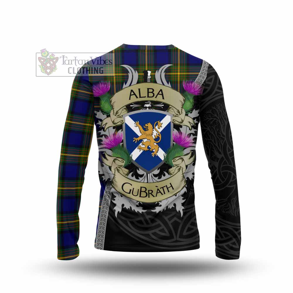 Tartan Vibes Clothing Muir Tartan Family Crest Long Sleeve T-Shirt Lion Rampant Royal Thistle Shield Celtic Inspired