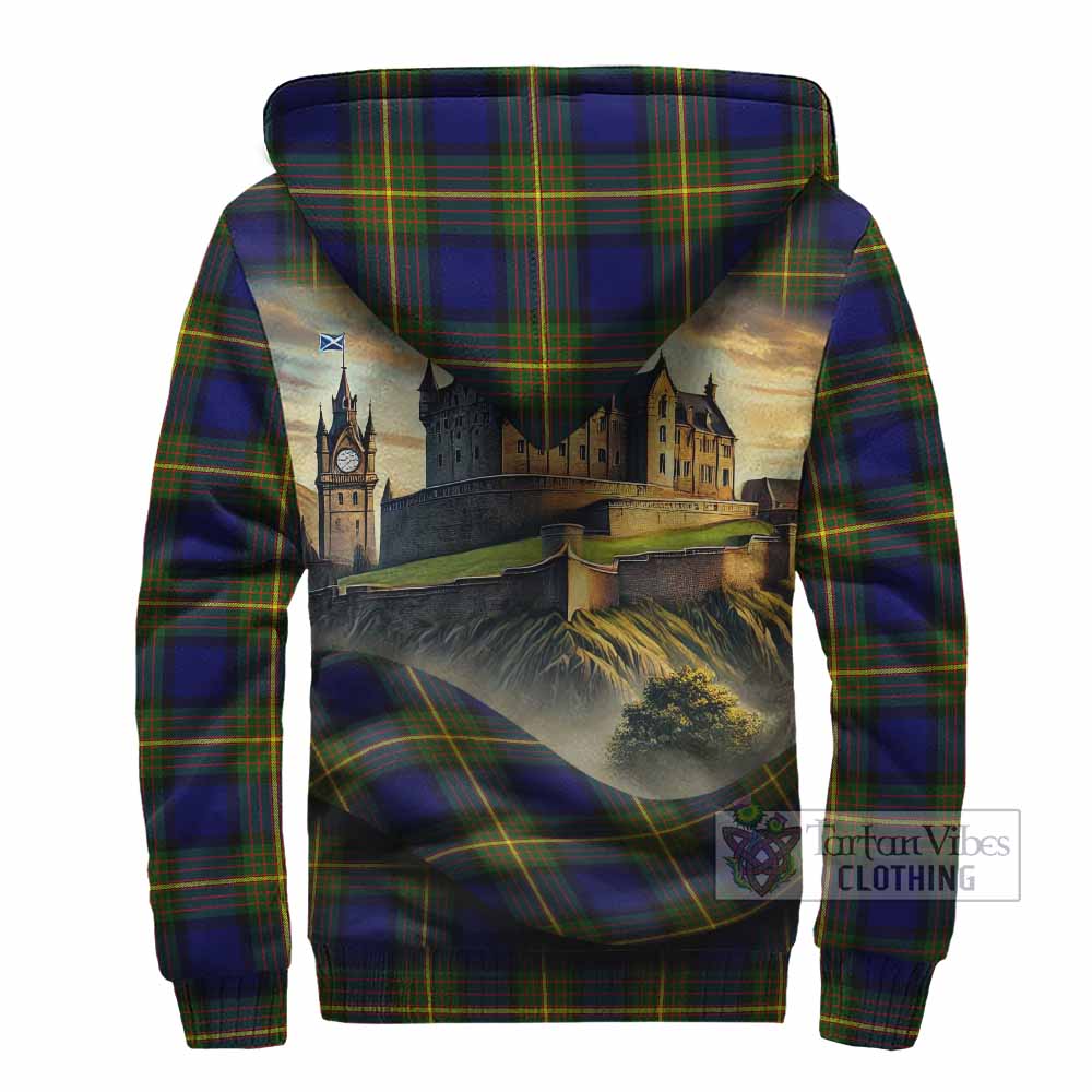 Tartan Vibes Clothing Muir Tartan Family Crest Sherpa Hoodie with Scottish Ancient Castle Style