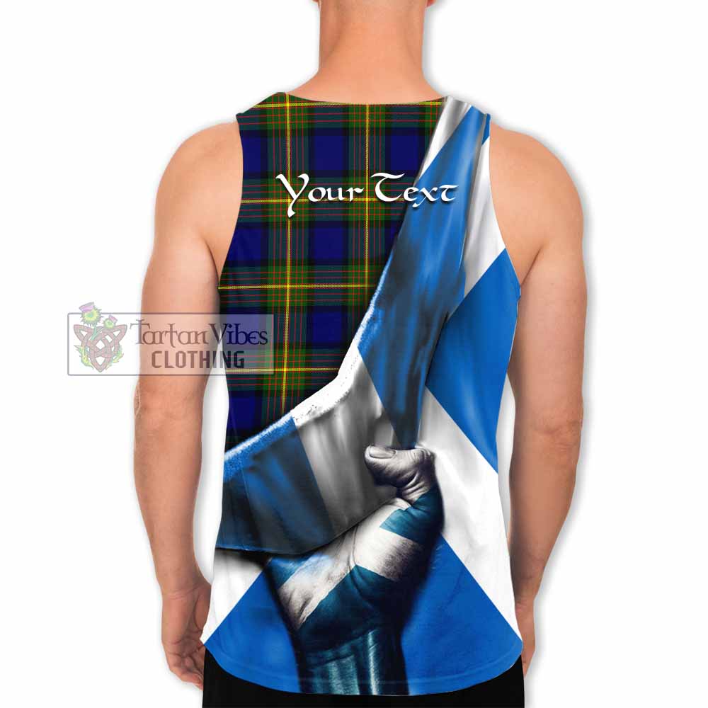 Tartan Vibes Clothing Muir Tartan Men's Tank Top with Family Crest Scotland Patriotic Style