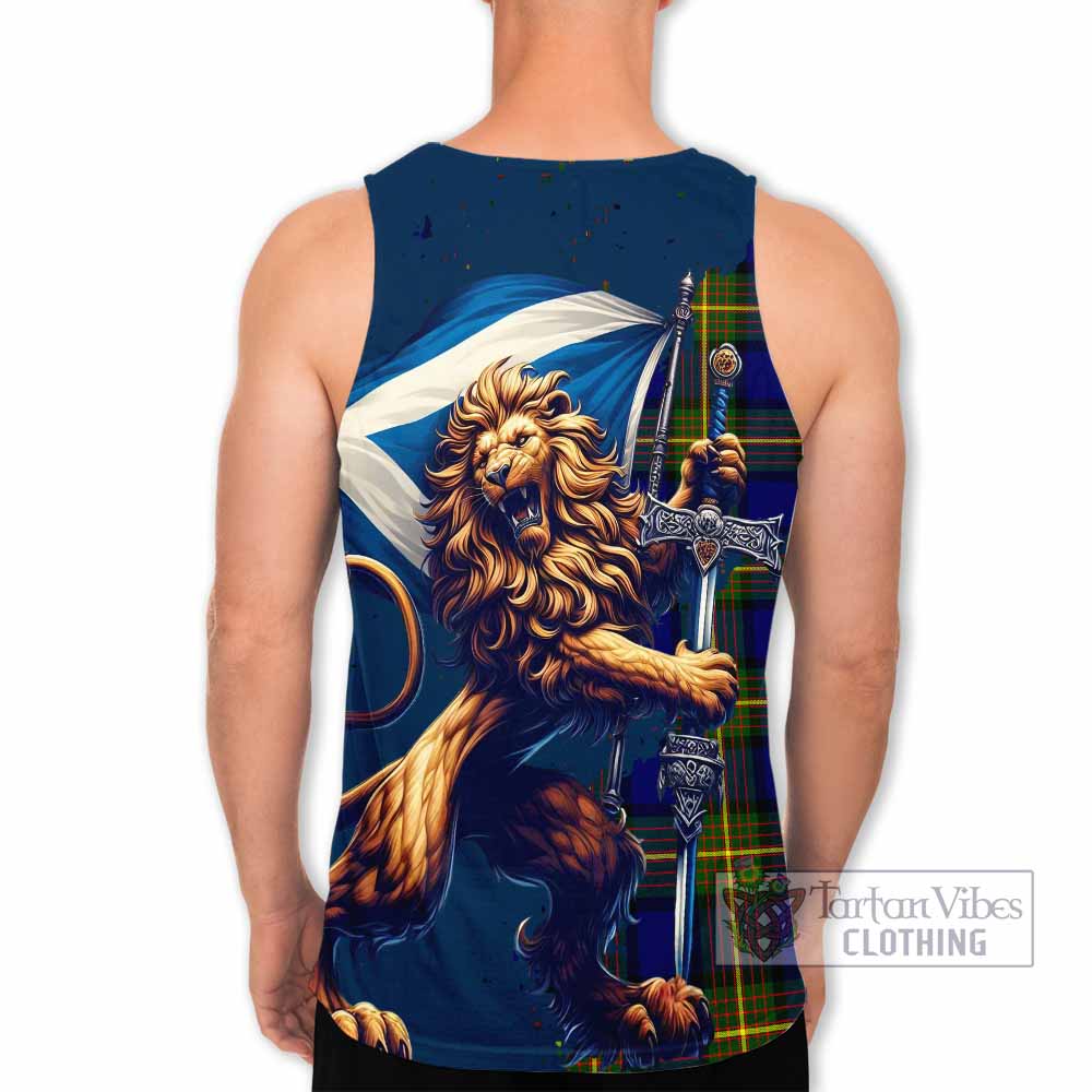 Tartan Vibes Clothing Muir Tartan Family Crest Men's Tank Top with Scottish Majestic Lion