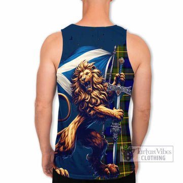 Tartan Vibes Clothing Muir Tartan Family Crest Men's Tank Top with Scottish Majestic Lion