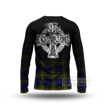Tartan Vibes Clothing Muir Tartan Long Sleeve T-Shirt Featuring Alba Gu Brath Family Crest Celtic Inspired