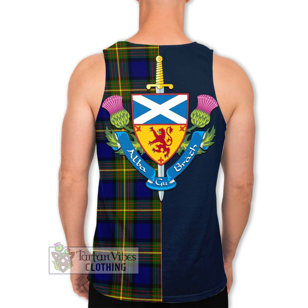 Tartan Vibes Clothing Muir Tartan Men's Tank Top with Scottish Lion Royal Arm Half Style