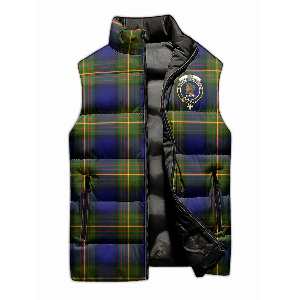 Muir Tartan Sleeveless Puffer Jacket with Family Crest - Tartanvibesclothing