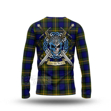 Tartan Vibes Clothing Muir Tartan Long Sleeve T-Shirt with Family Crest Celtic Skull Style