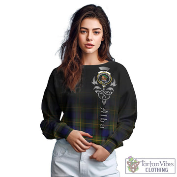Muir Tartan Sweatshirt Featuring Alba Gu Brath Family Crest Celtic Inspired