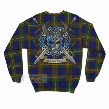 Tartan Vibes Clothing Muir Tartan Sweatshirt with Family Crest Celtic Skull Style