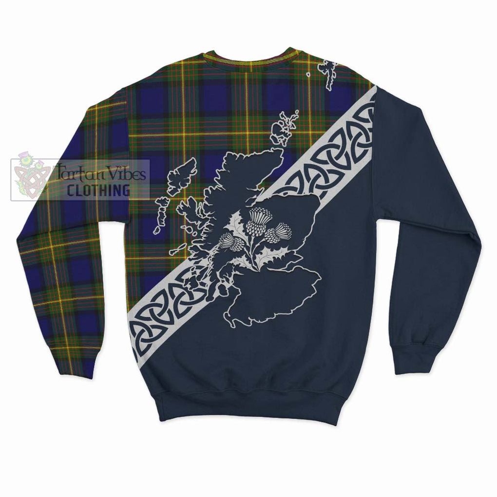 Tartan Vibes Clothing Muir Tartan Sweatshirt Featuring Thistle and Scotland Map